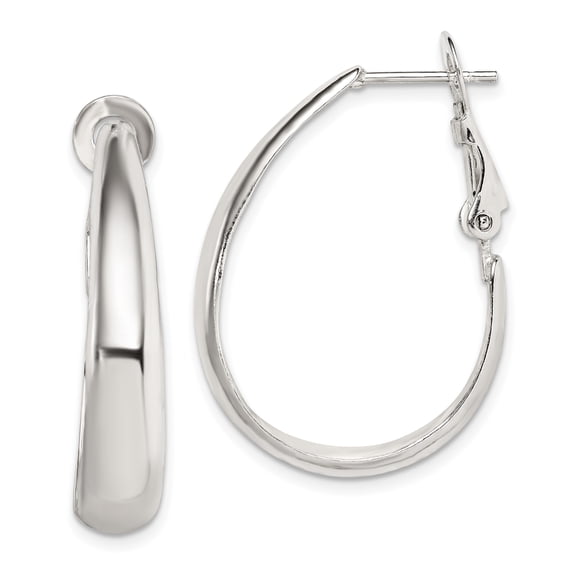 Primal Silver Sterling Silver Omega Back Hoop Earrings