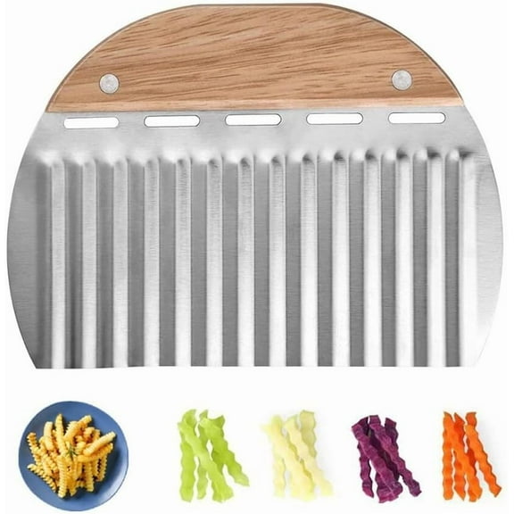 Heavy Duty Stainless Steel Crinkle Cutter Wavy Chopper French Fry Slicer for Potatoes Carrot Chips and Fruits, Vegetable, Potatoes, Onions (1 PCS)