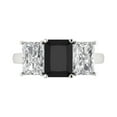 thumbnail image 2 of 4ct emerald cut black natural onyx 18k white gold 3 stone Bridal Wedding Engagement Promise Anniversary Ring for Women size 5.75, 2 of 7