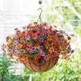 thumbnail image 3 of Artificial Flowers Hanging Baskets, Multicolor 12 Bundles Faux Flower Outdoor Hanging Basket Spring Summer Decoration, Fake Flowers Plants for Porch Patio Balcony Home Yard Decor(Mixd1), 3 of 8