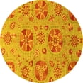 thumbnail image 1 of Ahgly Company Machine Washable Indoor Round Abstract Yellow Modern Area Rugs, 8' Round, 1 of 4