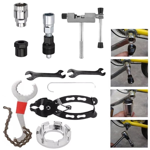 Bicycle Repair Tool Kit, Bike Maintenance Tools, 9PCS Mountain & Road Bike Repair Tool Kit Chain Breaker Crank Puller Multitool Cycling Maintenance Accessories