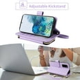 thumbnail image 4 of Furiet Wallet Case for Samsung Galaxy S20 Plus S20+ 5G with Wrist Strap, Crossbody Shoulder Strap, Leather Stand Phone Cover with 9+ Card Slots for S20+5G S20plus 20S + S2O S 20 20+ G5 Women Purple, 4 of 8