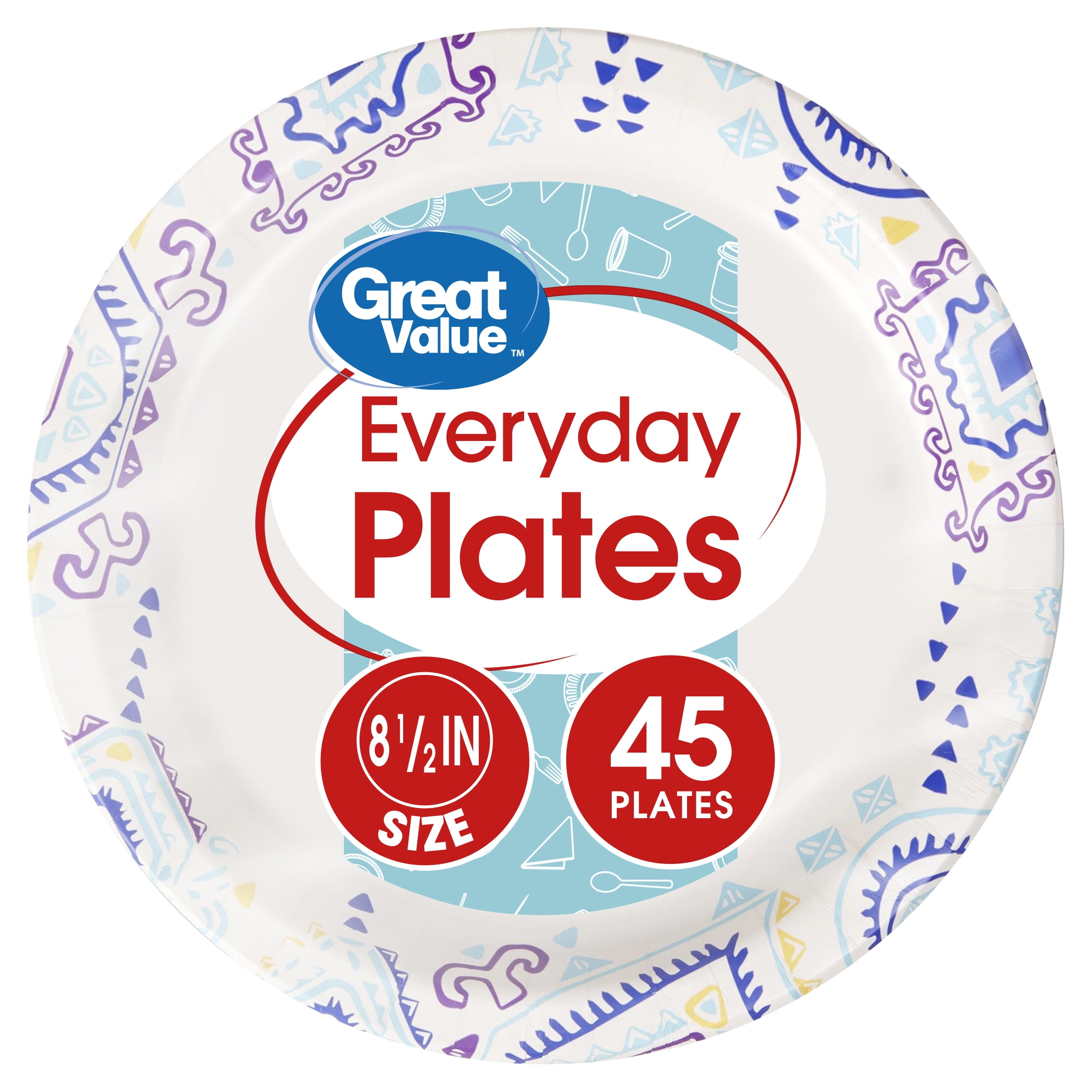 Great Value Everyday Design White Plates, 8-5/8 - 300 count