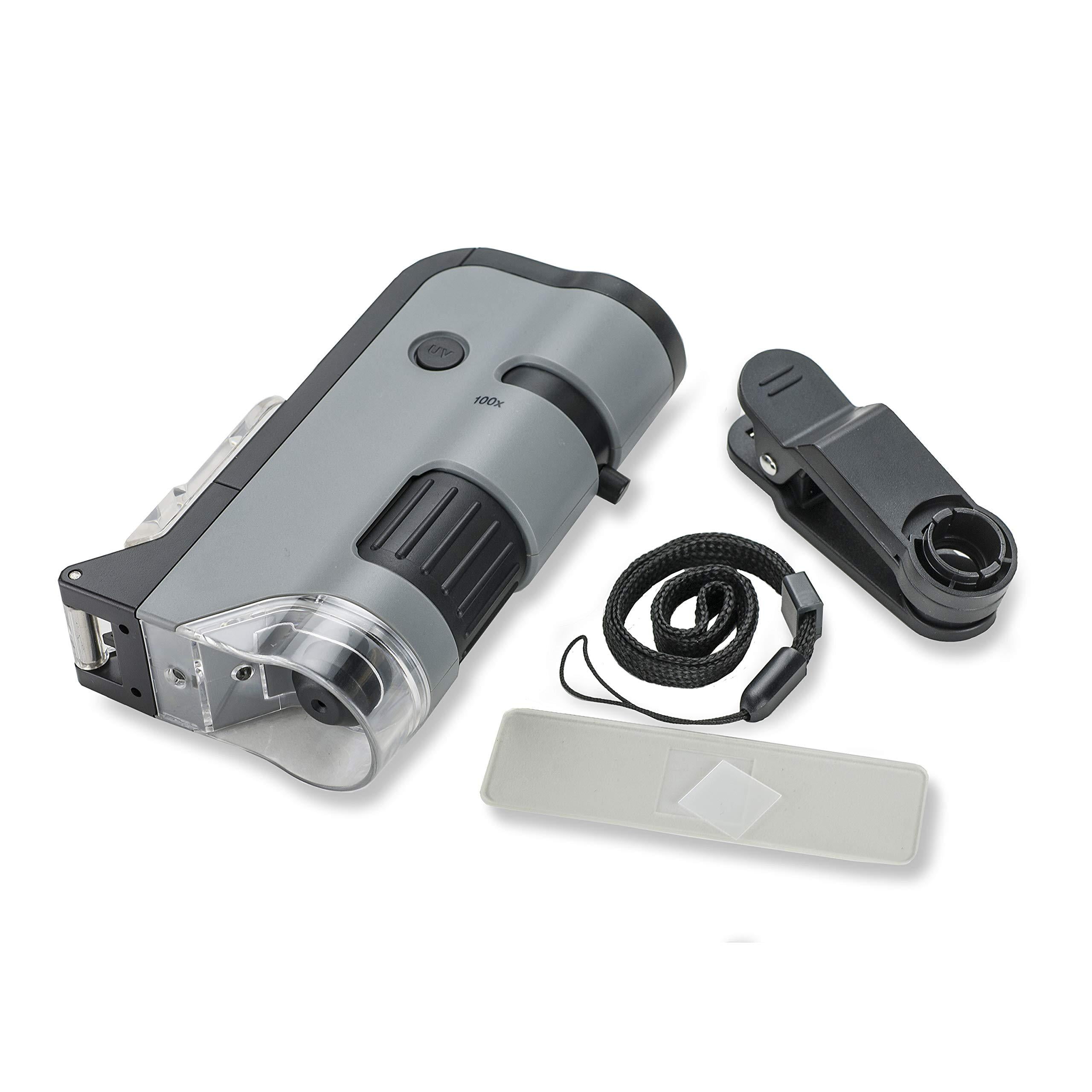 Carson MicroFlip 100x-250x LED Lighted Pocket Microscope with