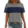 thumbnail image 3 of ClodeEU Women's Color Block Crew Neck Short Sleeve T-Shirt,Casual Loose Fit Tee Dark Gray,Women's Plus XXL, 3 of 5
