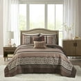 thumbnail image 3 of Madison Park Princeton 5-Piece Polyester Cotton Faux Silk Bedspread Set in Brown, 3 of 5
