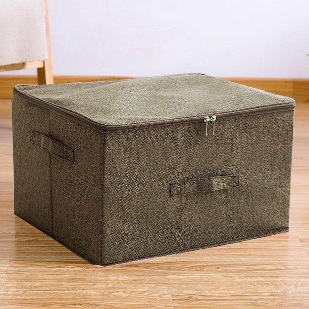 Caja de almacenamiento con cremallera, caja de almacenamiento plegable para ropa, colcha, caja de almacenamiento de tela lavable, caja de almacenamiento grande para armario