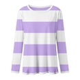 thumbnail image 5 of Ulanda Girl's Long Sleeve T-Shirts Striped Girls Classic Cotton Blend Crewneck Tee Kids Stripes Shirt Soft Everyday Basic Top (Purple, 18-24 Months), 5 of 7