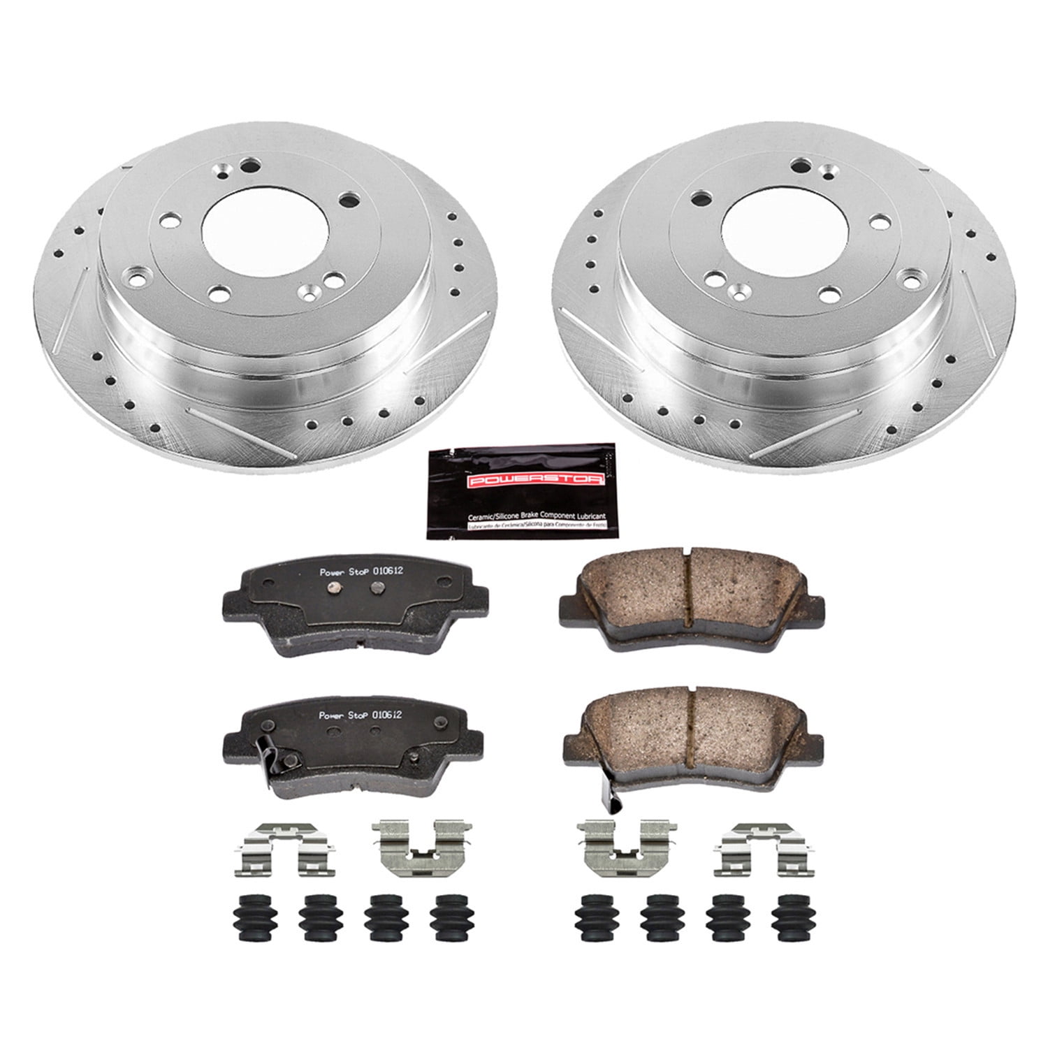 PowerStop Rear Z23 Evolution Sport Carbon-Fiber Ceramic Brake Pad and Drilled & Slotted Rotor Kit Fits: KIA Select Models K4710