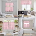 thumbnail image 6 of Pink Plaid Kitchen Curtains Sets for Windows 24 Inch Length, Modern Art Checkered Farmhouse Rod Pocket Window Treatments Tier Curtains and Valances Set for Bedroom/Bathroom, 6 of 8