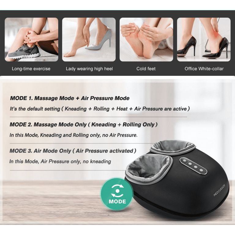 Medcursor Foot Massager Machine with Heat, Deep Kneading Massager