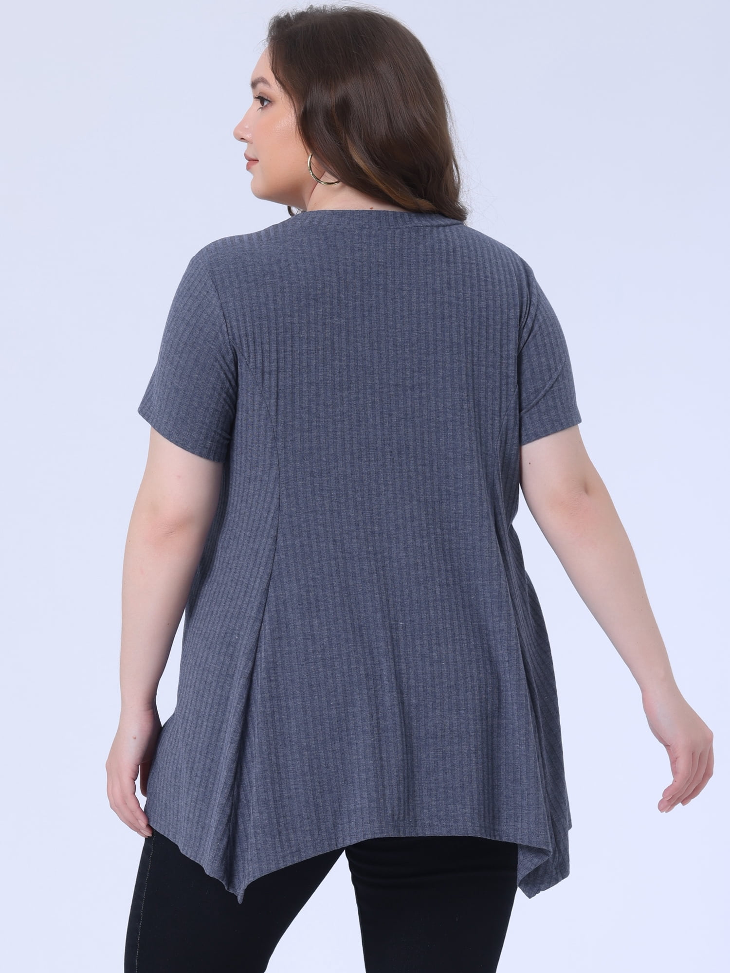 DARING DIVA Women's Plus Crew Neck Flowy Swing Loose Tunic Tops 3X Royal Blue