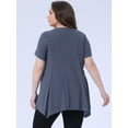 thumbnail image 4 of DARING DIVA Women's Plus Crew Neck Flowy Swing Loose Tunic Tops 1X Royal Blue, 4 of 6