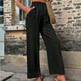 thumbnail image 4 of SNKSDGM Black Dress Pants Women Petite Pull on Elastic High Waisted Loose Pants Woman Relaxed Fit Baggy Clothes Black Demin Pants High Waist Zipper Slim Drawstring Waist with Pockets Loose Plus Size, 4 of 7