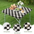 thumbnail image 4 of Black and White Checkered Pattern Square Fitted Tablecloth with Elastic Edge,Square Table Cover,Washable Elastic Table Cover for Home Kitchen Party Decor 34"x34", 4 of 6