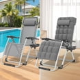 thumbnail image 6 of Zero Gravity Chair with Cushion, Reclining Outdoor Patio Lounge Chair, Folding Indoor Anti Gravity Recliner, Portable Lounger with Removable Cup Holder Side Tray and Pillow Headrest (Grey), 6 of 22
