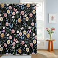 thumbnail image 4 of Shower Curtain Flowers Butterfly Shower Curtains for Bathroom Decor, Waterproof Polyester Shower Curtain Set with Hooks, Small Stall Size 36" x 72" Spring Floral Green Leaf, 4 of 9
