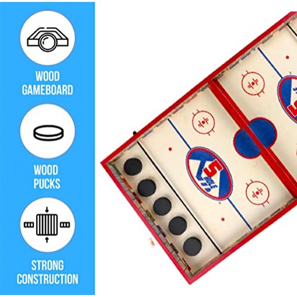 Regal Games - 5 hoyos - Juego de disco de hockey para dedos de Fun Family y Fun Family - incluye 1 tablero de juegos, 5 discos rojos, 5 discos negros - ideal para 2 jugadores de 6 años+