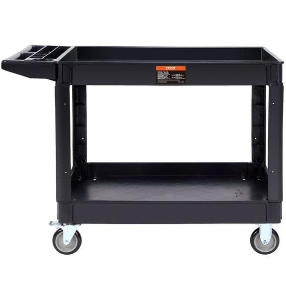 Utility Service Cart, 550LBS Heavy Duty Rolling Utility Cart  360° S with 2 Shelves, Locking Wheels & Ergonomic Handle – Ideal for Garage, Warehouse, or Cleaning