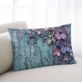 thumbnail image 2 of Purple Floral Throw Pillow Cover 12 x 20 Inch Decorative Pillow Cover Vintage Cracked Wall Country Rustic Lumbar Pillowcase Seasonal Rectangle Cushion Case for Couch Sofa Bed Living Room, 2 of 7