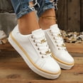 thumbnail image 4 of Willtoo Womens Faux Leather Platform Lace Up Sneaker Low Top Chain Accent Fashion Footwear Smooth Solid Color Chunky Sole Daily Footwear, 4 of 5