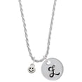 thumbnail image 1 of Delight Jewelry Silvertone Mini Smiley Face Silvertone Script Initial Disc - Z - Charm Necklace, 20"+3", 1 of 4
