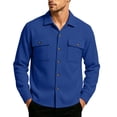 thumbnail image 2 of hoksml Men's Waffle Knit Shirt Jacket - Button Front Overshirt with Dual Chest Pockets, Soft Stretch Casual Top for Spring Fall, 2 of 6