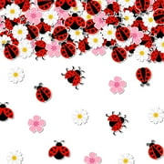 200pcs Ladybug Party Confetti Little Ladybug Table Decorations Double Sided Printing Daisy Ladybug Confetti for Ladybug Themed Wedding Baby Shower Birthday Spring Garden Party Supplies