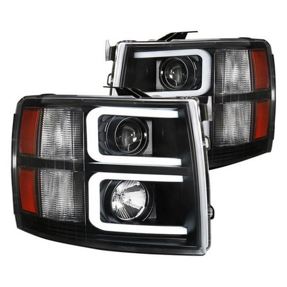 Spec D Tuning 2LHP-SIV07JM-RS Black LED DRL Bar Projector Headlights for 2007-2013 Chevy Silverado 1500