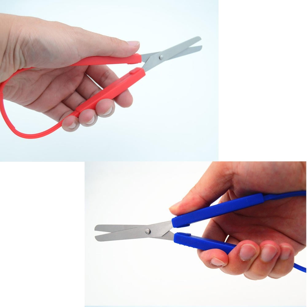 Yuanou Mini Stainless Steel Loop Scissors Adaptive Design Colorful Grip  Scissor DIY Art Craft Cutting Tool Blue 