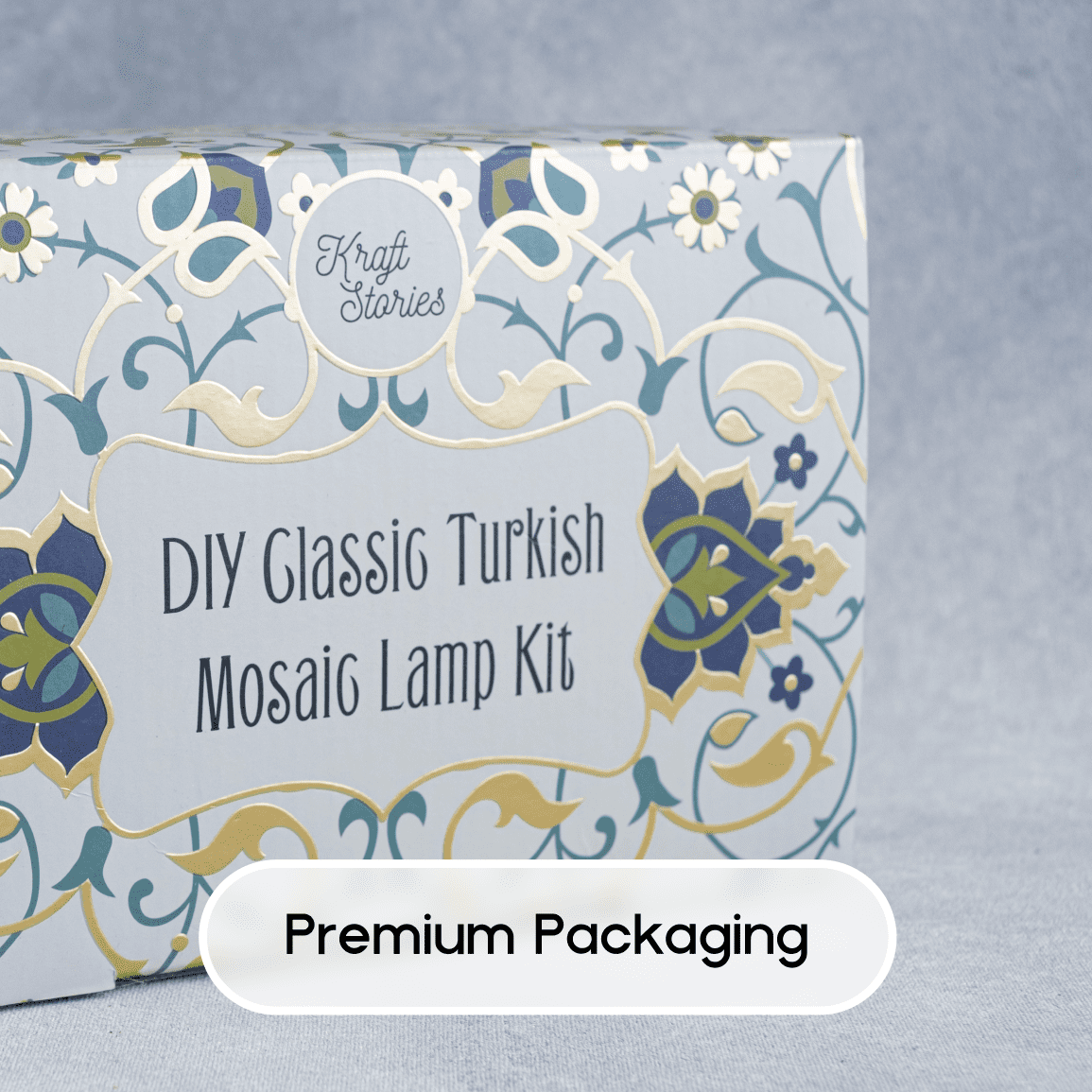 KRAFTSTORIES Turkish Mosaic Lamp Kit DIY Glass Decorative Table Bedside Night Light Tabletop for Living Room Bedroom | Make Your Own Lamp | Antique Bronze Base (Green)