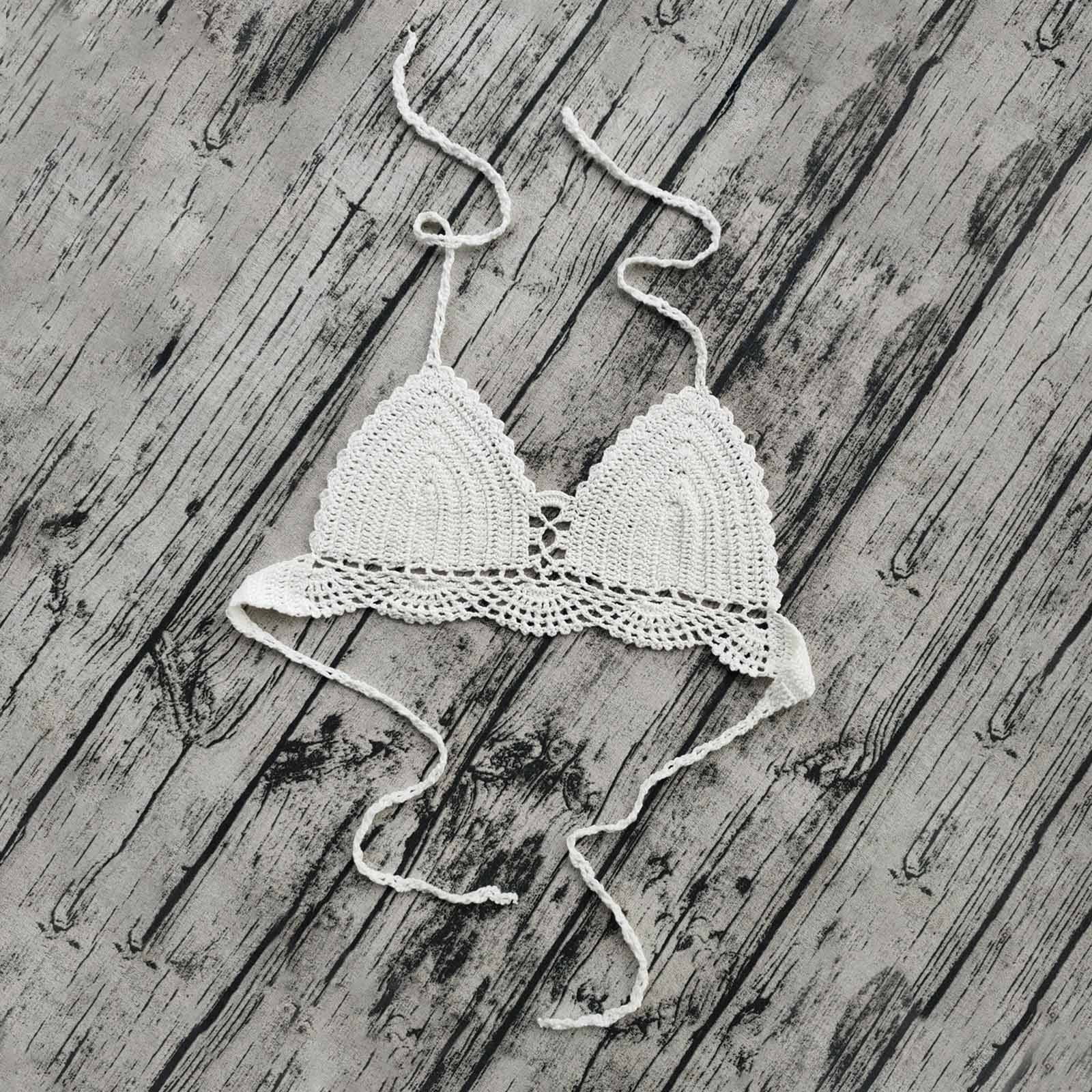 Fashion SMihono Women Crochet Bikini Halter Bralette Backless