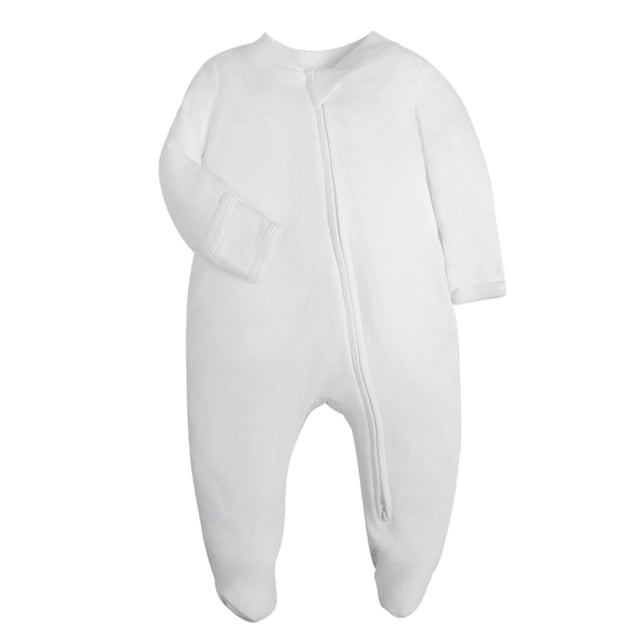 MeetoTime Baby Boys Girls Solid Color Long Sleeve Round Neck Jumpsuit Summer Newborn Infant Long Rompers