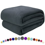 Howarmer Dark Gray Fuzzy Bed Blanket, Queen Size Soft Flannel Fleece Blankets, All Season Lightweight Warm Bed Throws, 90 x 90 Inch