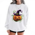 thumbnail image 3 of Elvqul Spooky Sweatshirts for Women Oversized Sweatshirt Halloween Pumpkin Long Sleeve Ghost White Ladies Pullover Tops Graphic, 3 of 3