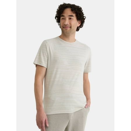 Athletic Works Men's and Big Men's Jacquard Short Sleeve Workout Shirt, Sizes S-3XL
