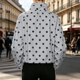 thumbnail image 4 of Tqcoqu Women's Polka Dot Cropped Jacket,Stand Collar Button Down Lightweight Oxford Cloth Windbreaker With Drawstring Hem And Pockets, 4 of 8