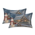 thumbnail image 2 of Snowman Dress in Christmas Outside Cabin Satin Pillowcase Envelope Design Pillow Covers 1 Pack King Size 20" x 40", 2 of 9