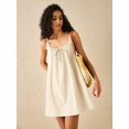 thumbnail image 2 of Apricot Cotton Mini Sundress For Women, Boho Spaghetti Strap Drawstring Bow Cami Dress, 2 of 7