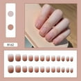 thumbnail image 5 of Fashion Full Cover Gradient Pink Cute Bear French Quicksand Years Short Round Nail Tips False Nails Fake Nails R162, 5 of 8