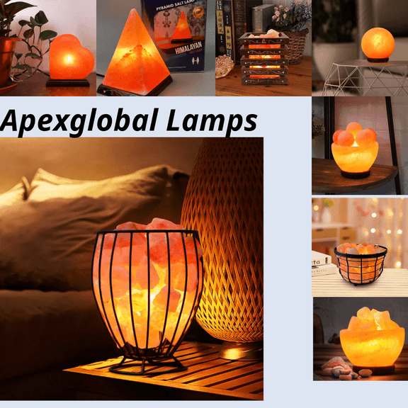 Himalayan Pink Salt Metal Basket Lamp with an Extra Bulb, Unique Gift Idea by Apexglobal