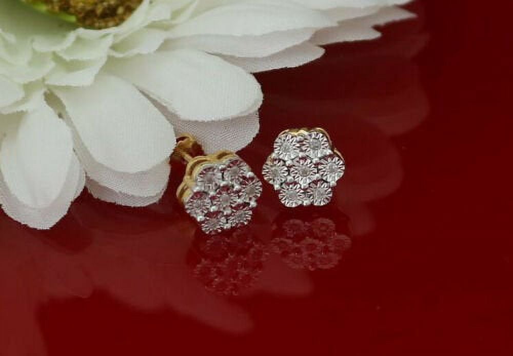 King of Bling's 10K Real Yellow Gold with Real 0.20CT Diamond Round Men's/Women's Stud Earrings