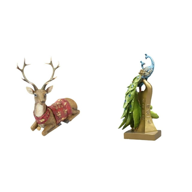 Figuras de renos,Figuras de reno,alce,ciervo,estatua,decoración del hogar,Estatua de reno para mesa,adorno moderno para oficina,Figura de escritorio,Estante de estatua de pavo real para