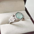 thumbnail image 2 of Aqua Chalcedony Ring, 925 Sterling Silver Oxidized, Women Ring, Natural Chalcedony, March Birthstone, Christmas, Thanksgiving, Tiny Dainty Ring, Handmade, Statement Jewelry, Wedding, Anniversary Gift, 2 of 8