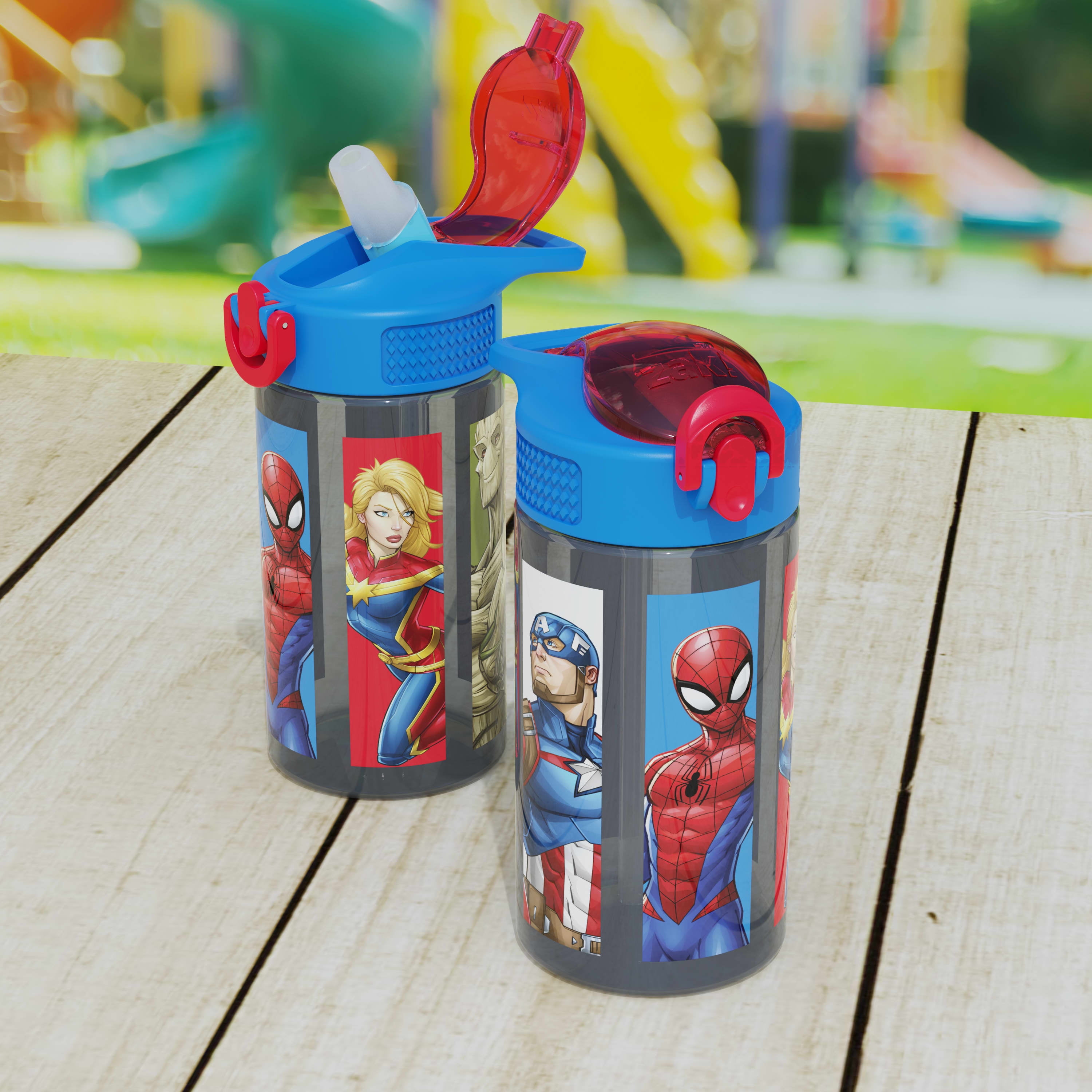 Zak Designs 27oz Marvel 18/8 Single Wall Stainless Steel Water Bottle with  Flip-up Straw and Locking…See more Zak Designs 27oz Marvel 18/8 Single Wall