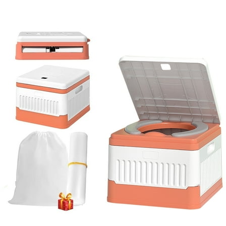 UHIAGREE Portable Camping Toilet,Folding Travel Potty with Lid for Car,Hiking&Camping,Red