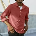 thumbnail image 2 of Fesfesfes Blouse Shirt for Men New Casual Corduroy Long Sleeve Lapel Shirt Casual Loose Comfortable Youth Sale Items, 2 of 5