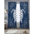 thumbnail image 2 of Summer Marine Life Sheer Curtains 2 Panels Set Ocean Cute Sea Turtle Graffiti Seaweed Coastal Sheer Window Curtains Light Filtering Rod Pocket Voile Drapes for Bedroom Living Room 52"X84", 2 of 9