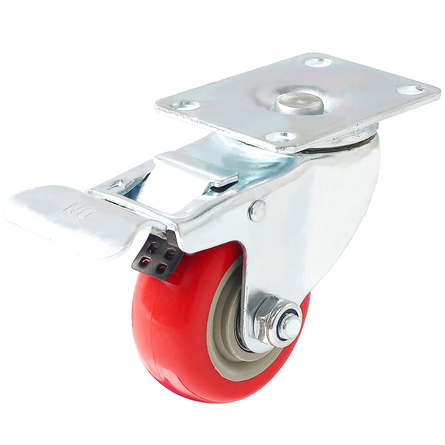 4'' Stainless Steel Swivel With Brake Caster Wheel Red Poly Caster Wheel 